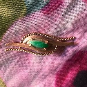 Gold Jadite Broach